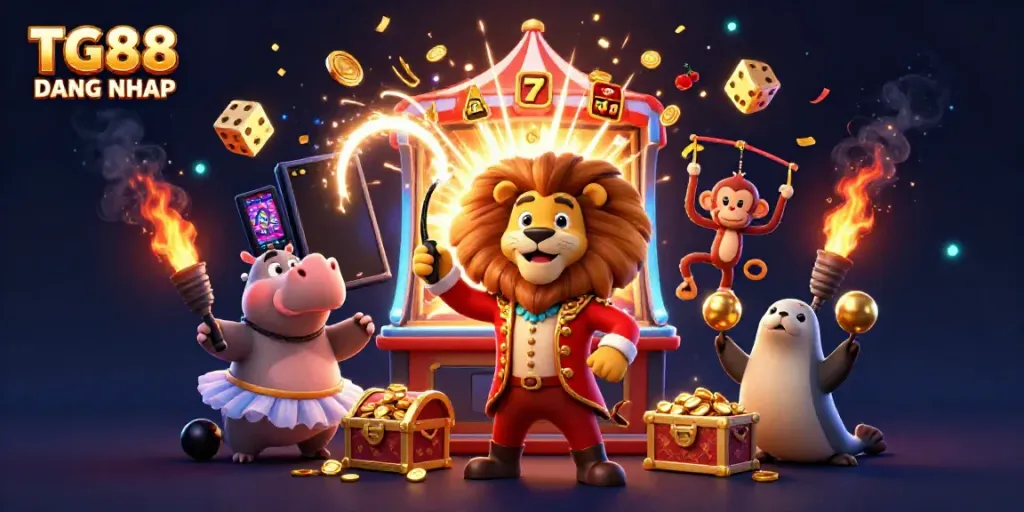 Engage with TG88 DANG NHAP where colorful characters and casino elements create an exhilarating scene.