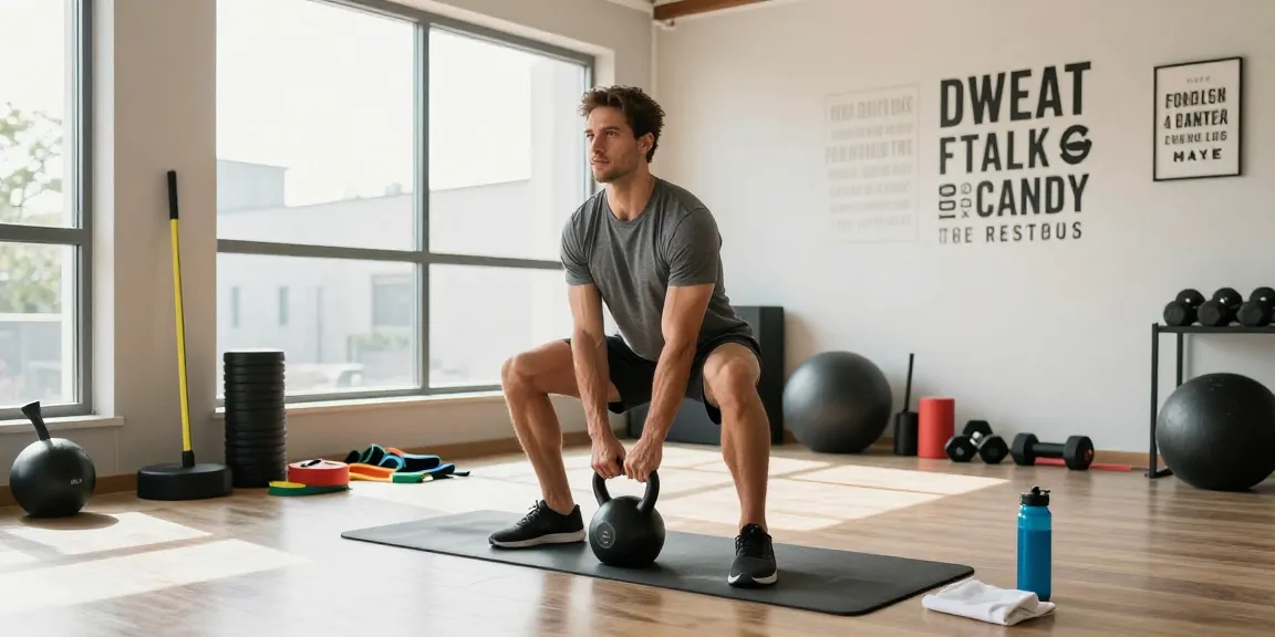 AOD 9604 workout in a modern home gym promoting vitality and wellness.