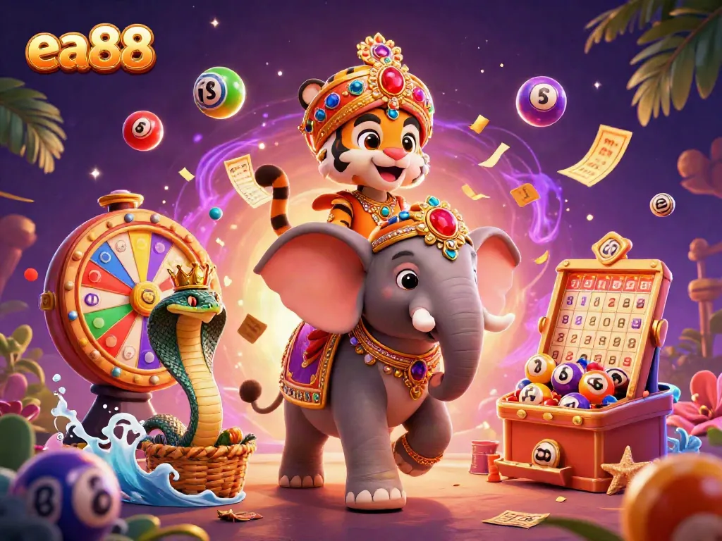 Experience thrilling gaming action at ea88 with a vibrant illustration featuring colorful casino elements.